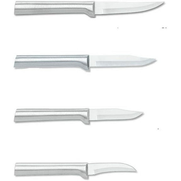 Rada Cutlery 4-Piece Granny, Peeling, Regular, and Heavy Duty Paring Knife Set, Silver Handles