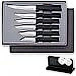 Rada Cutlery 6-Piece All-Star Paring Knives Gift Set with Quick Edge Sharpener, Black Handles