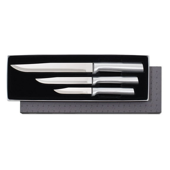 Rada Cutlery Housewarming Knife Gift Set 3 Piece Stainless Steel Knives With Brushed Aluminum Handles