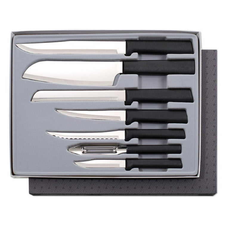 Rada Meal Prep Veg. Peeler & Parings knife Set 4pc USA made cutlery + black  L/R