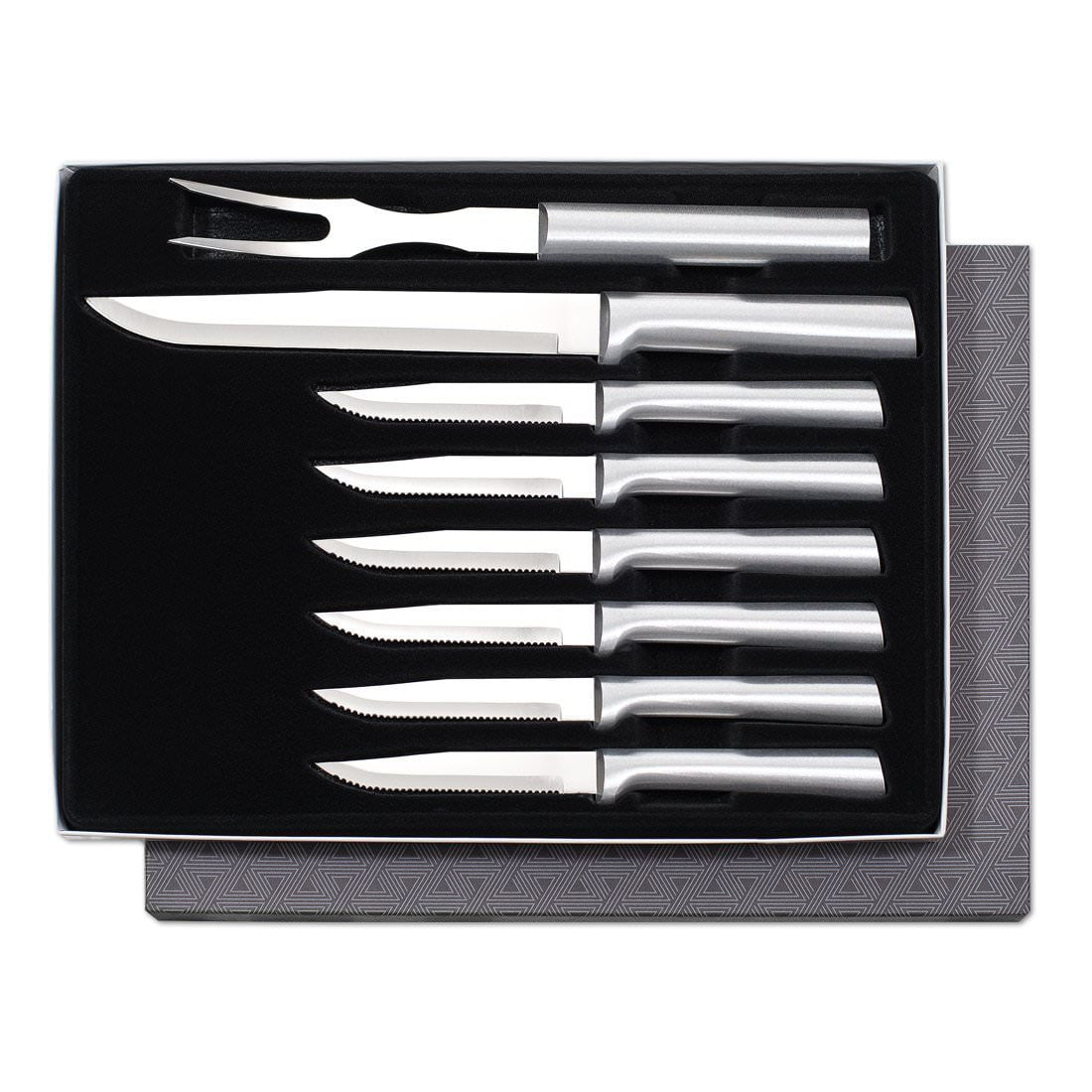 Rada 8 Piece Meat Lover's Set with Carving Set and Steak Knives, Silver Handles