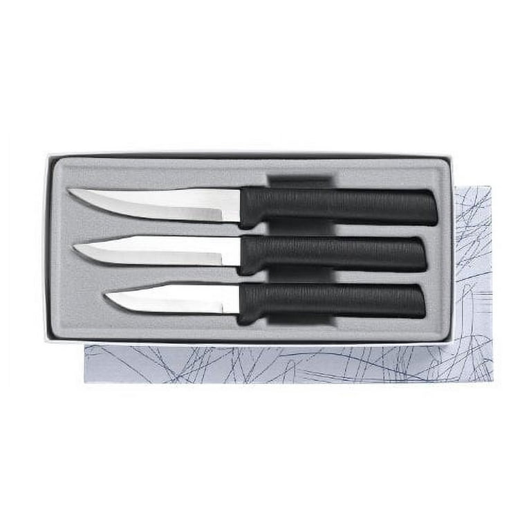 Rada Cutlery Paring Knife Set 3 Knives with Stainless Steel Blades, Black