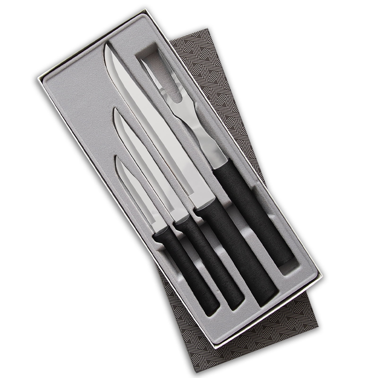 Rada Cutlery Prepare Then Carve Carving Knife Gift Set – Stainless Steel Blades With Black Stainless Steel Resin Handles