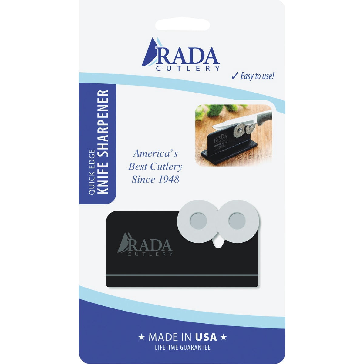 Rada Cutlery Quick Edge Knife Sharpener (R119), 3.5" x 2", Stainless Steel Wheels, Pack of 4