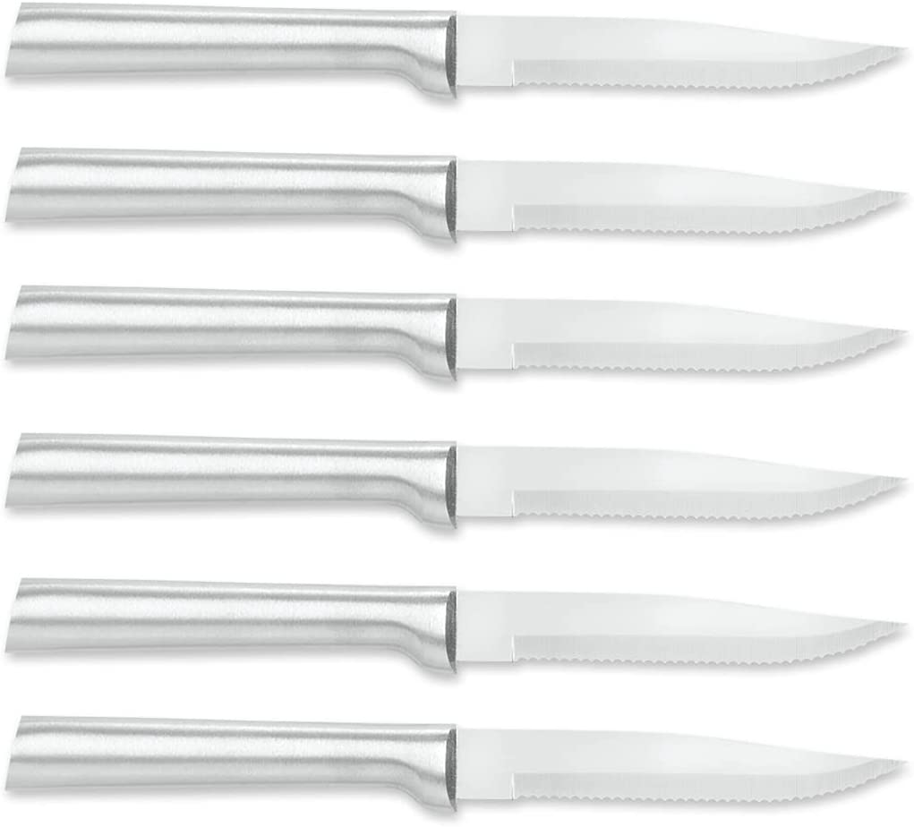 Rada Cutlery Serrated Steak Knife, Aluminum Handle, Pack of 6