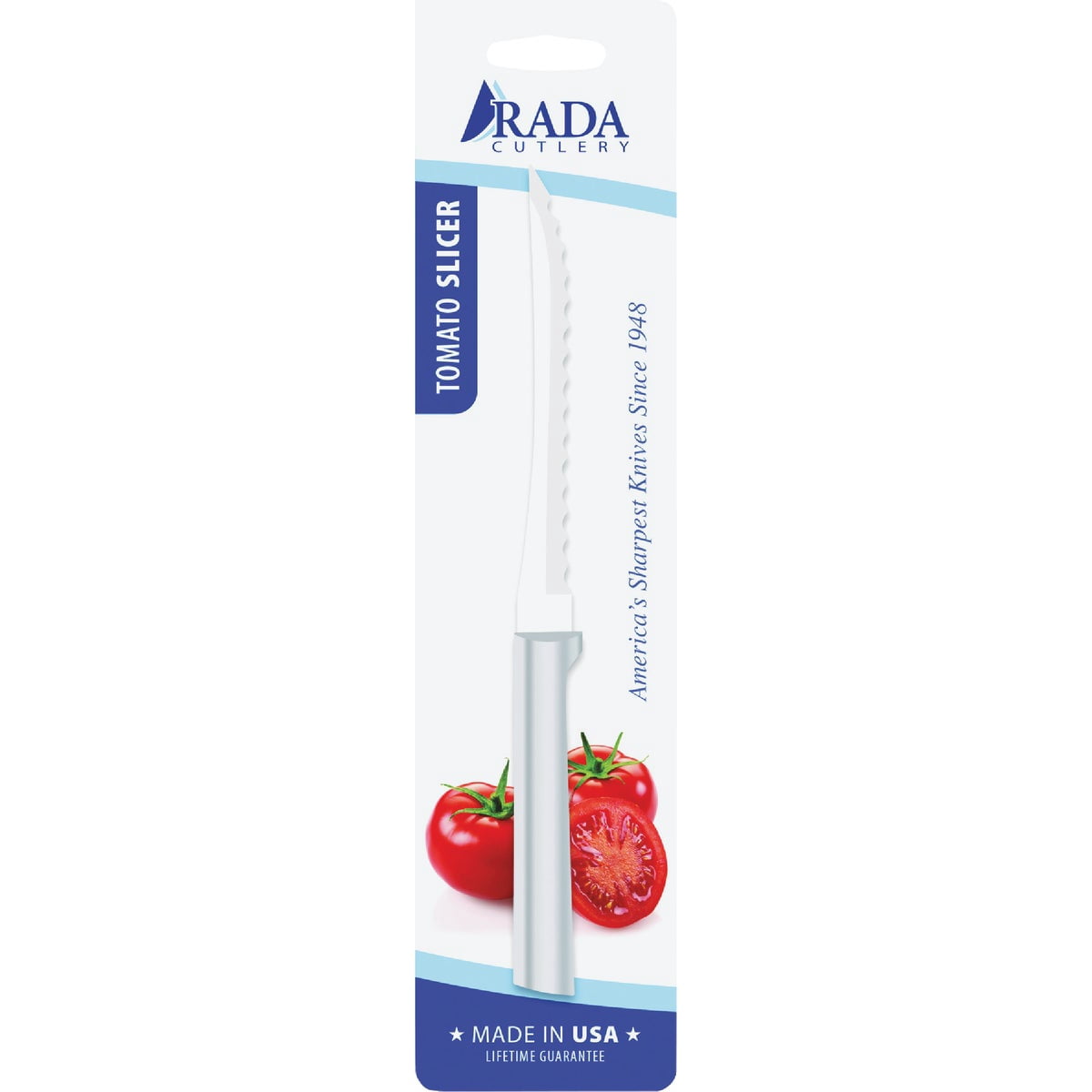 Rada Cutlery Tomato Slicer Knife R126, 5" Stainless Steel Hollow Ground Serrated Blade, Made in USA, Silver Handle, Pack of 2