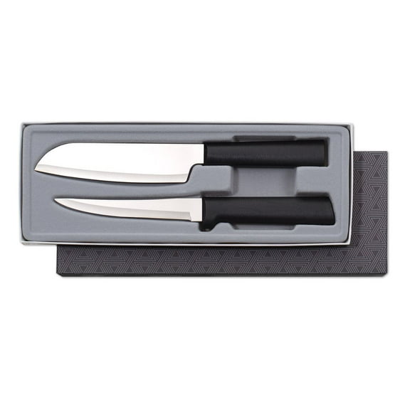 Rada Cutlery Two Piece Knife Set  Stainless Steel Cooks Choice Gift Set with Black Steel Resin Handles
