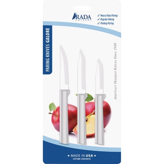 Rada Paring Knives Galore ProPak 3 Piece Knife Set, Silver Handless