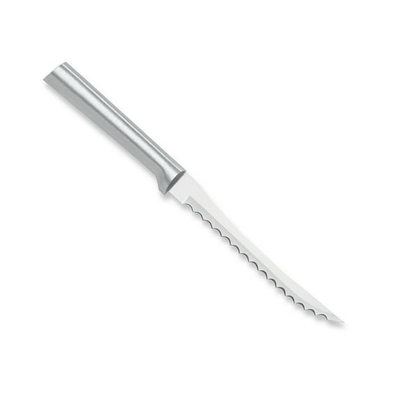 Rada Tomato Slicer Knife, Stainless Steel Cutlery, Hand-Sharpened, Double-Sided Serrated Blade and Solid Aluminum Handle