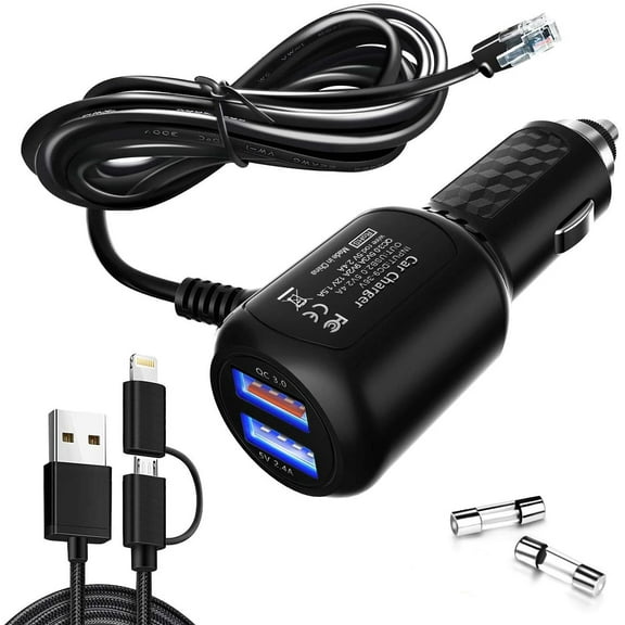 Radar Detector Power Cord,for Uniden Escort Valentine Beltronics Passport Cobra etc Radar Detector,with Dual USB QC3.0 Quick Charger(QC3.0 6.5ft)