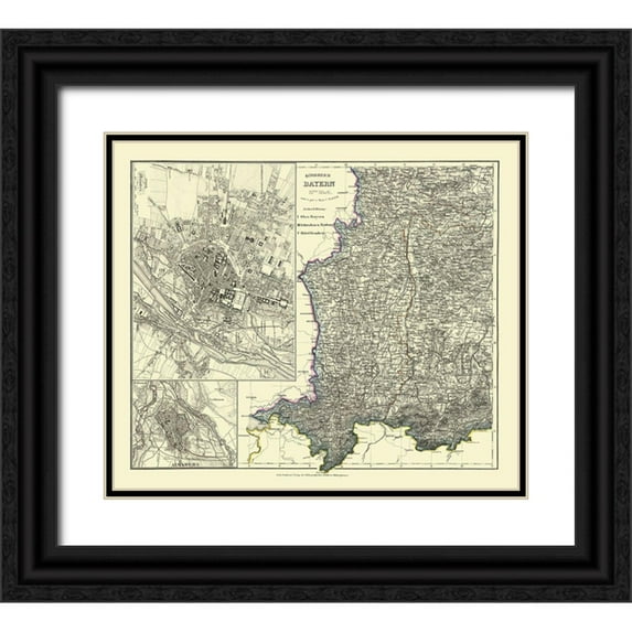 Radefeld 30x26 Black Ornate Wood Framed with Double Matting Museum Art Print Titled - Bavaria Germany - Radefeld 1858