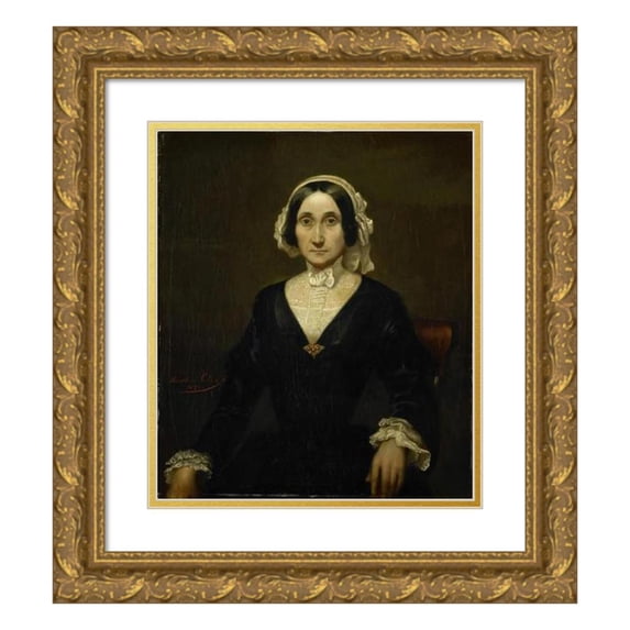Raden Saleh 20x23 Gold Ornate Framed and Double Matted Museum Art Print Titled - Portrait or Mrs. W.J.S. Van Alphen, Baroness Van Reede Van Oudtshoorn (1854)