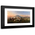 thumbnail image 1 of Raden Saleh 24x15 Black Modern Framed Museum Art Print Titled - Six Horsemen Chasing Deer (1860), 1 of 5