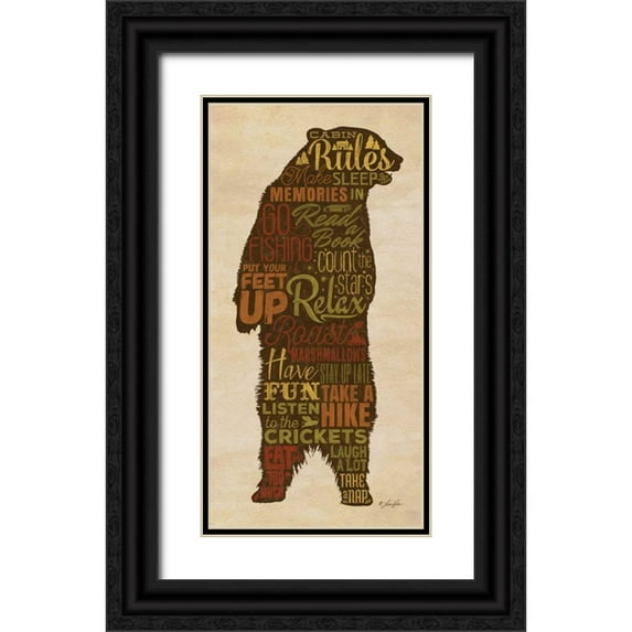Rader, Lauren 11x18 Black Ornate Wood Framed with Double Matting Museum Art Print Titled - Cabin Rules