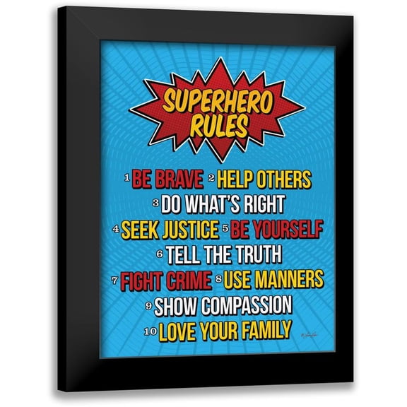 Rader, Lauren 12x14 Black Modern Framed Museum Art Print Titled - Superhero Rules