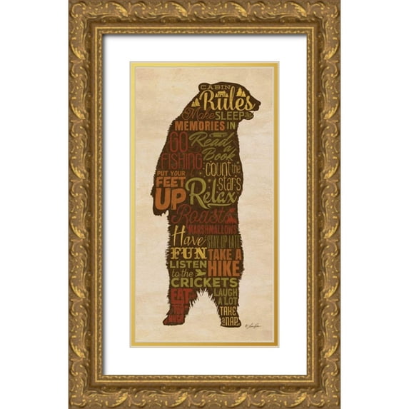 Rader, Lauren 14x24 Gold Ornate Wood Framed with Double Matting Museum Art Print Titled - Cabin Rules