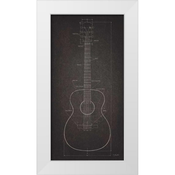 Rader, Lauren 18x32 White Modern Wood Framed Museum Art Print Titled - Acoustic Guitar Blueprint