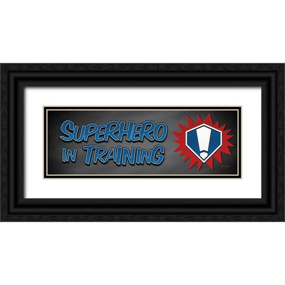 Rader, Lauren 24x11 Black Ornate Wood Framed with Double Matting Museum Art Print Titled - Superhero in Training!