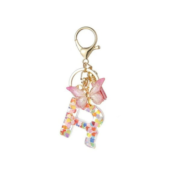 Radetop Alphabet Letter Women Girls Pink Car Keychain