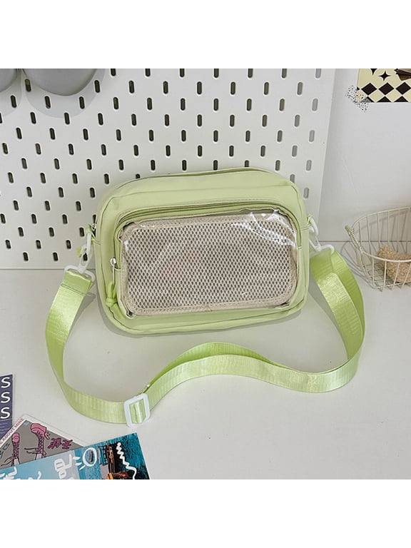 Ita Bag with Clear Window, Pin Display Insert Board Nylon Cute Crossbody Shoulder Bag Y2K Anime Kawaii Style