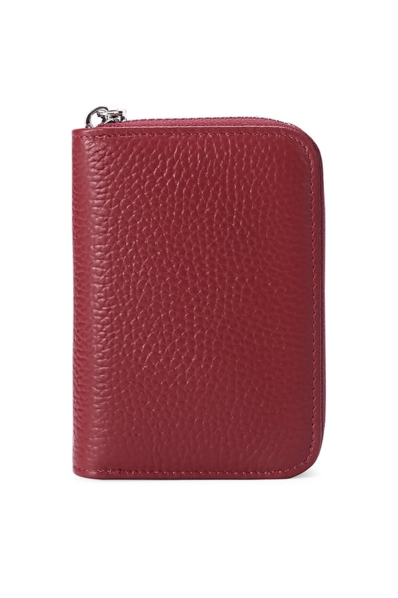 top cowhide small card bag, RFID shielding, zipper, business card wallet