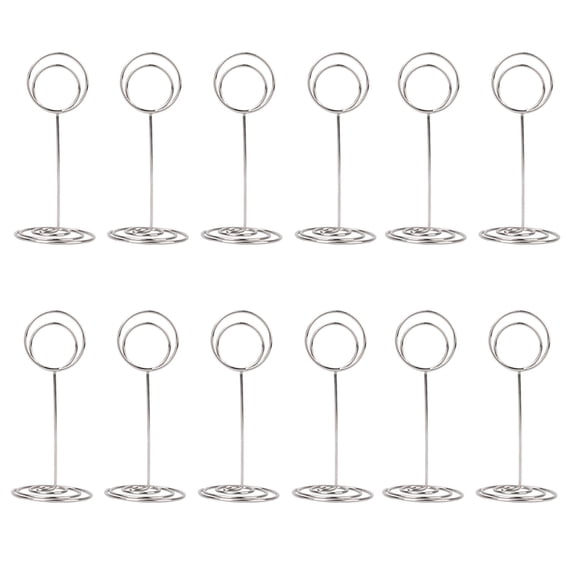 Radezon 10 Pack 8.75 inch Tall Table Number Holders Place Card Holder Table Picture Holder Wire Photo Holder Clips Picture Memo Note Photo Stand (Silver)
