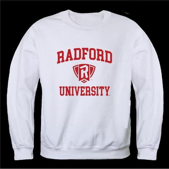 Radford University Highlanders Seal Crewneck Sweatshirt, White - Extra Large
