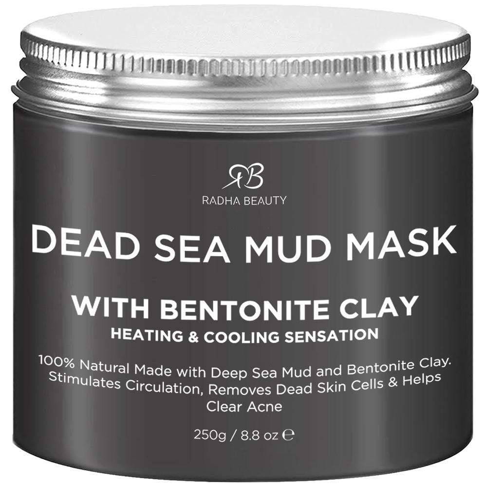 Radha Beauty Dead Sea Mud Mask with Bentonite Clay for Face & Body 8.8 oz - 100% Natural Formula to Treat Acne, Pores, Blackheads & Oily Skin - Heating & Cooling Sensation - image 1 of 3