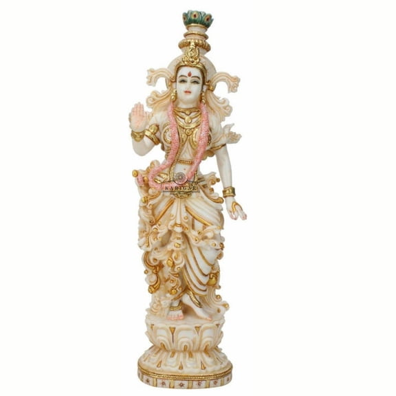 Radha statue 15 inches Marble Radha idol divine Goddess statue Large Radha figurine Handpainted Radha Murti Hindu Goddess of Love Compassion Tenderness Wedding Housewarming Anniversary Gifts Sculpture