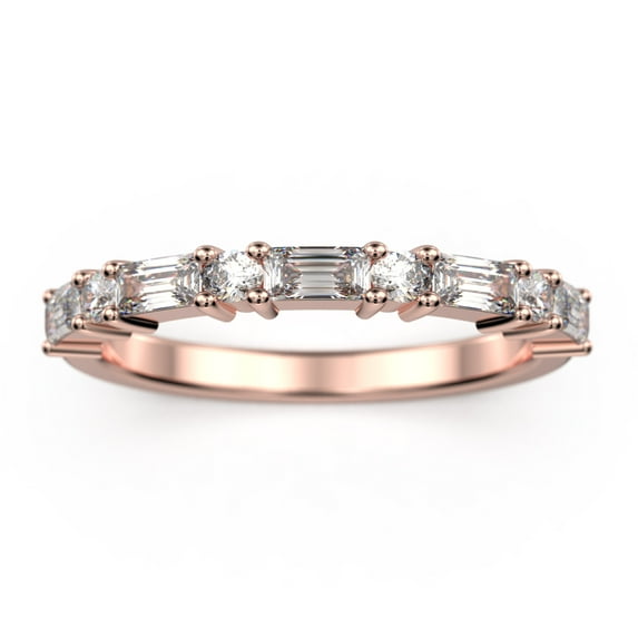 Radhe Diamond Moissanite Band 18K Rose Gold Over Silver
