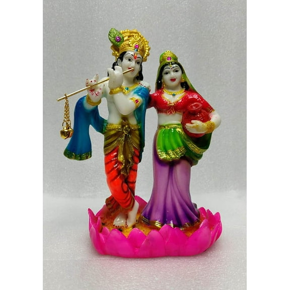 Radhe Krishna Statue Lord Radha Krishna Murti Resin Krishna Figurine, Hindu Divine Couple Indian Decoration Handcrafted Radha Krishna Small Statues Home Decor Wedding Gift - AtoZ India Cart