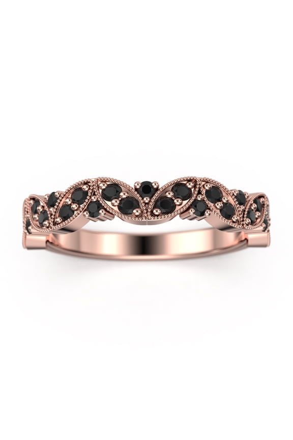 Radhe2 Black Diamond Moissanite Wedding Ring 10K rose gold