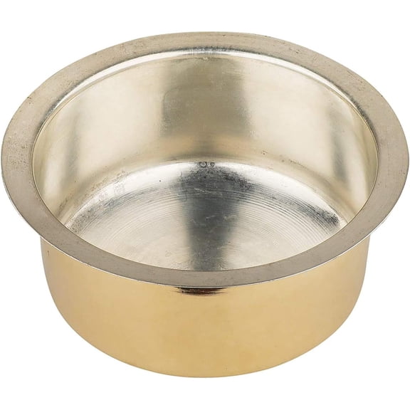 Radhna Indian Traditional Pure Brass Round kalayi Patila | Bhagona for Kitchen Bakeware Utensils (1500 ML | Diameter 17 cm) Fastest Delivery by Radhna Enterprises