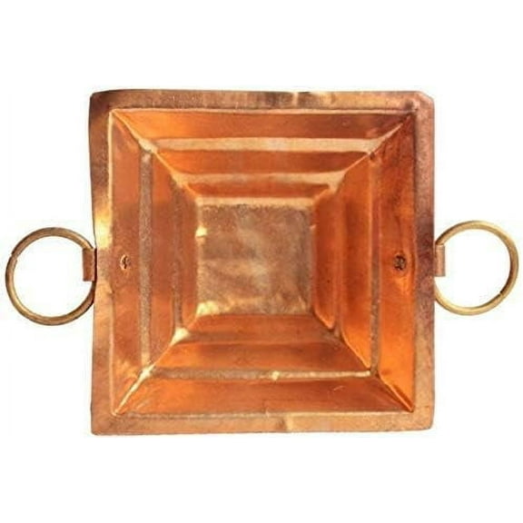 Radhna Traditional Indian Copper Hawan Kund Havan Kund 12" X 12" Agnihotra Agni Kund Yagya Kund Yajna Pooja Home Temple Worship