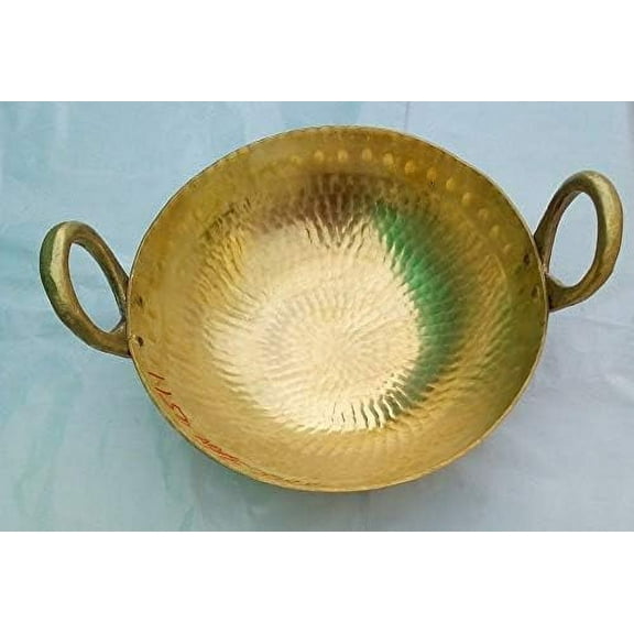 Radhna Traditional Indian Indian Traditional Brass Regular Karahi Cooking Kadai Cooking Wok Capacity 1 Litre