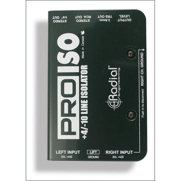 Radial Engineering PRO ISO Stereo Line Isolator +4dB to -10dB with Radial Transformer