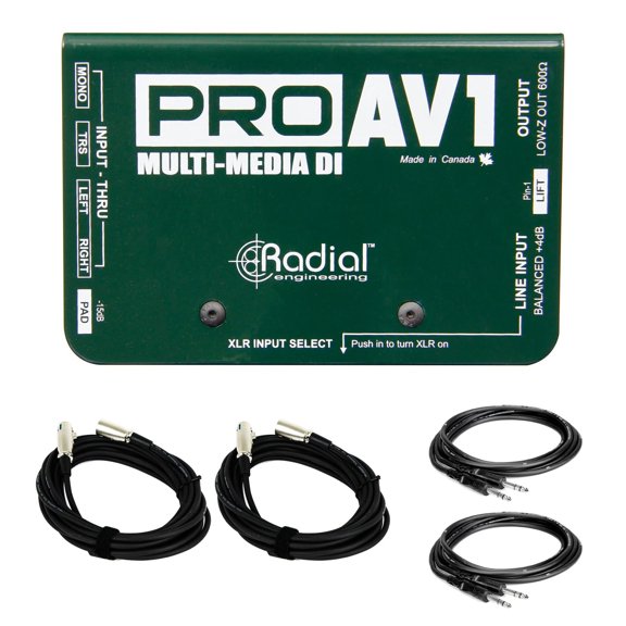 Radial Engineering ProAV1 Multimedia Direct Box Bundle with XLR & TRS Cables
