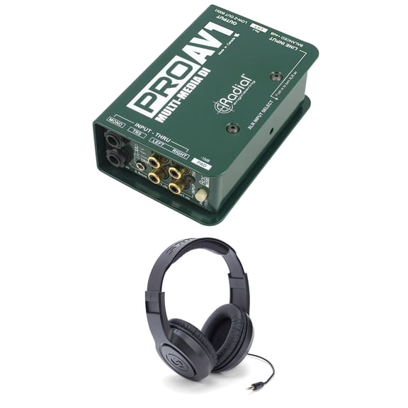 Radial Engineering ProAV1 Multimedia Direct Box Bundle with Samson Headphones