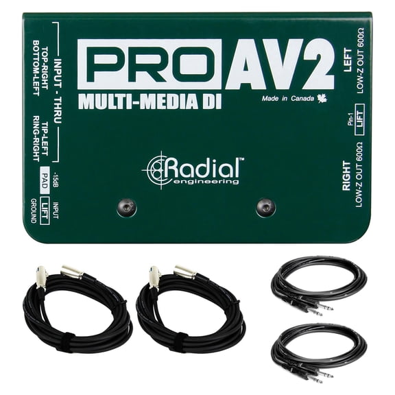 Radial Engineering ProAV2 Multimedia Direct Box Bundle with XLR & TRS Cables
