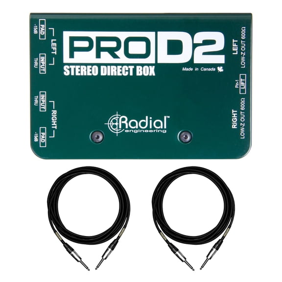 Radial Engineering ProD2 Stere Passive Direct Box Bundle with Mogami 1/4" Cables