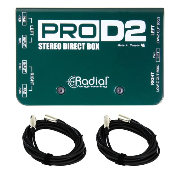 Radial Engineering ProD2 Stere Passive Direct Box Bundle with XLR Cables
