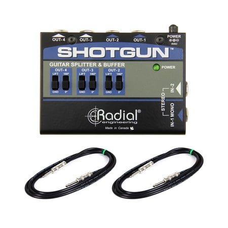 Radial Engineering Shotgun w/ 2 6-foot 1/4" TS Instrument Cables Bundle
