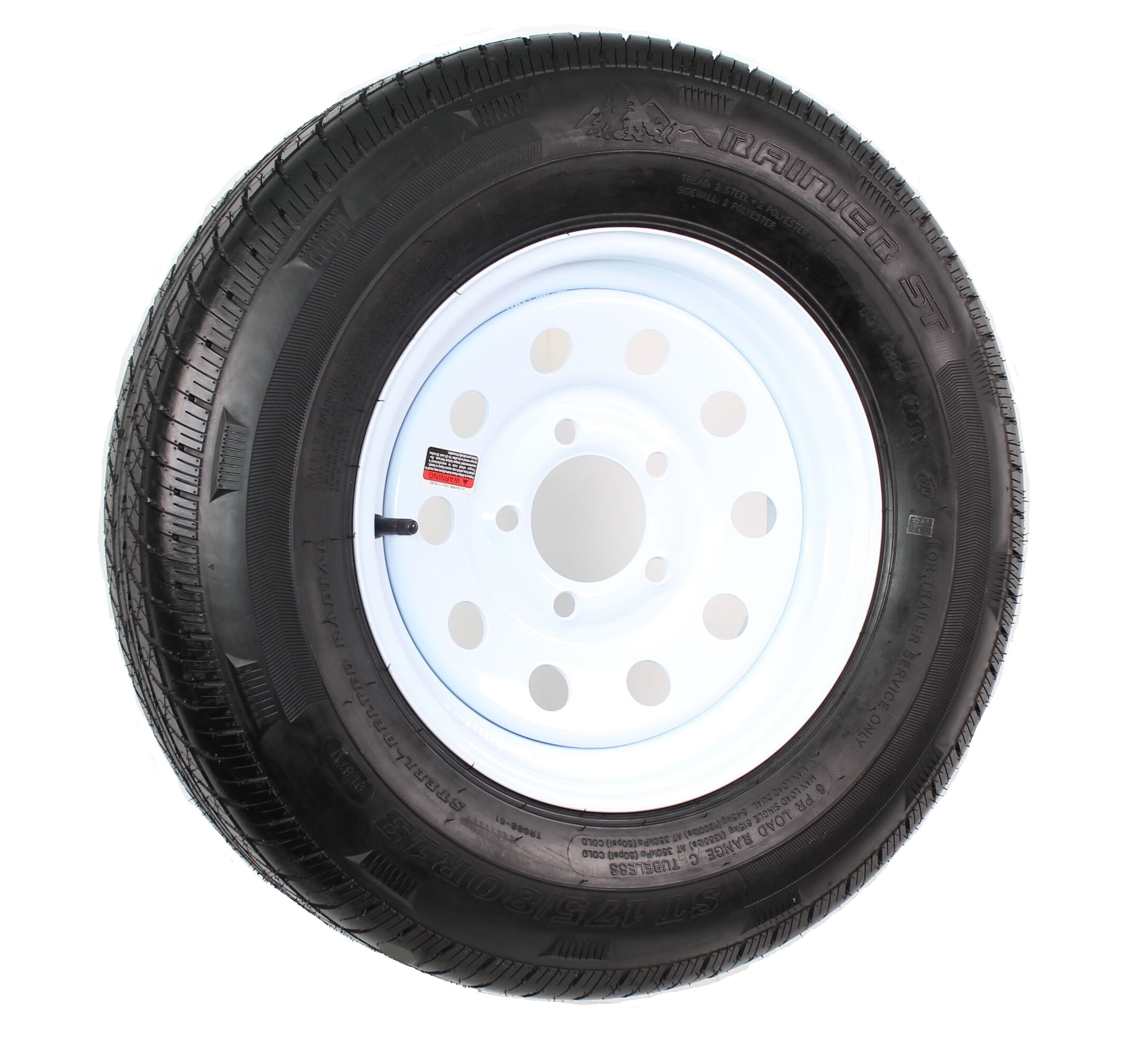 Radial Trailer Tire and Rim ST175/80R13 175/80 R 13 54.5 White Modular