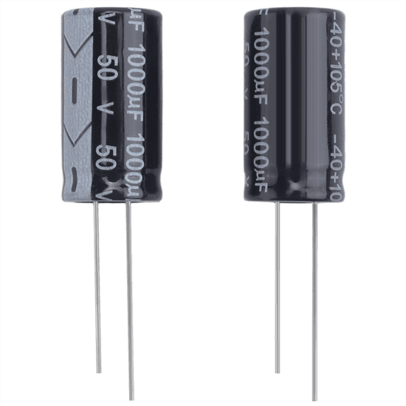 Radial electrolytic capacitor 50 V 1000 u F 105 C 25 x 13 mm - Black (2 packs)