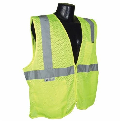 Radians SV2ZGM3X Economy Safety Vest, 3XL, Hi-Viz Green, Polyester, Zipper Closure, 2 Pockets, ANSI Class: Class 2, ANSI/ISEA 107-2015