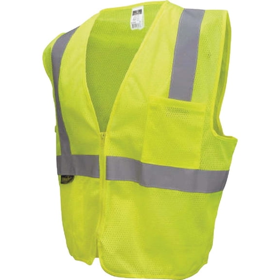 Radians Polyester Mesh Economy Class 2 High Visibility Vest with Zipper Closure  Hi/Vis Green