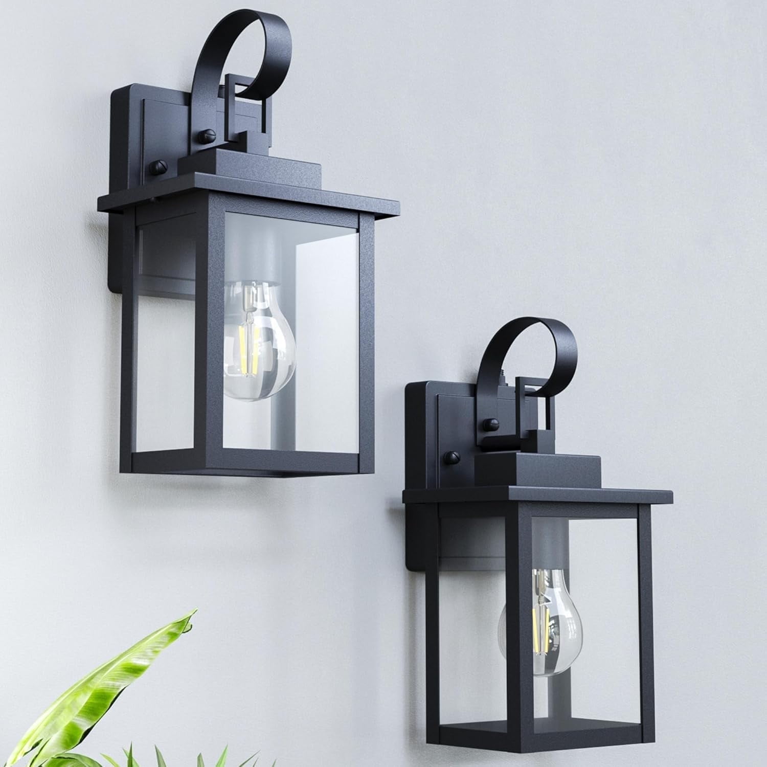 Matte Black Dimmable Outdoor Wall Sconce with Clear Glass