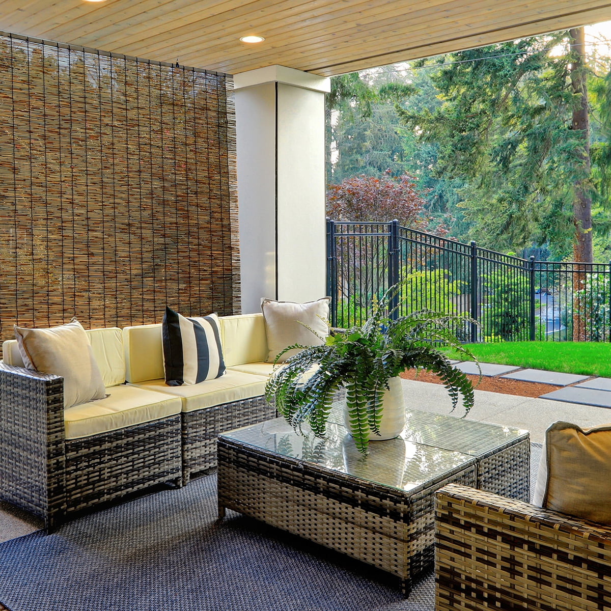 Radiance Cocoa Cordless Outdoor Bamboo Roll-Up Shade 60" x 72"