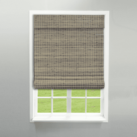 Radiance Bamboo Roman Shades for Windows, Flatstick Cordless Blinds, Driftwood, 36"W x 64"L