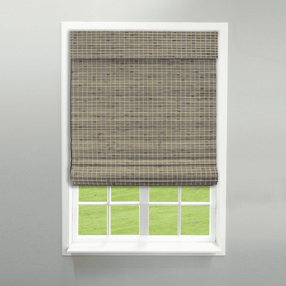 Radiance Bamboo Roman Shades for Windows, Flatstick Cordless Blinds, Driftwood, 36"W x 64"L